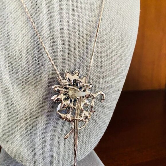 Bling Queen CZ Simulated Sapphire Sunflower Sliding Pendant Necklace - Picture 8 of 9